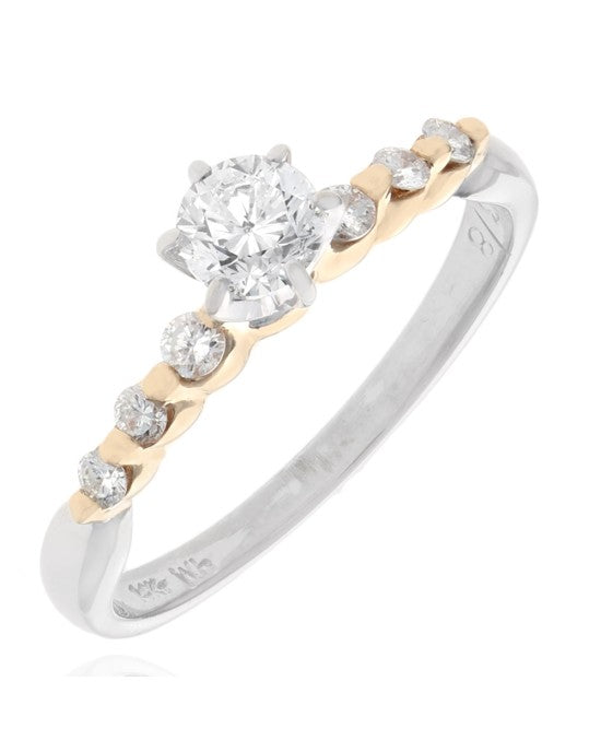 Diamond Engagement Ring in White and Yellow Gold