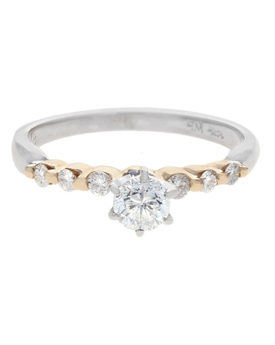 Diamond Engagement Ring in White and Yellow Gold