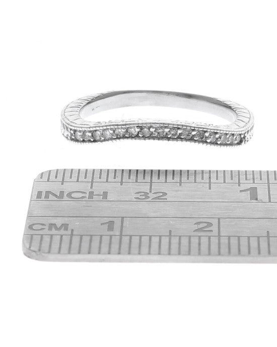Diamond Etched Milgrain Ring Guard in White Gold