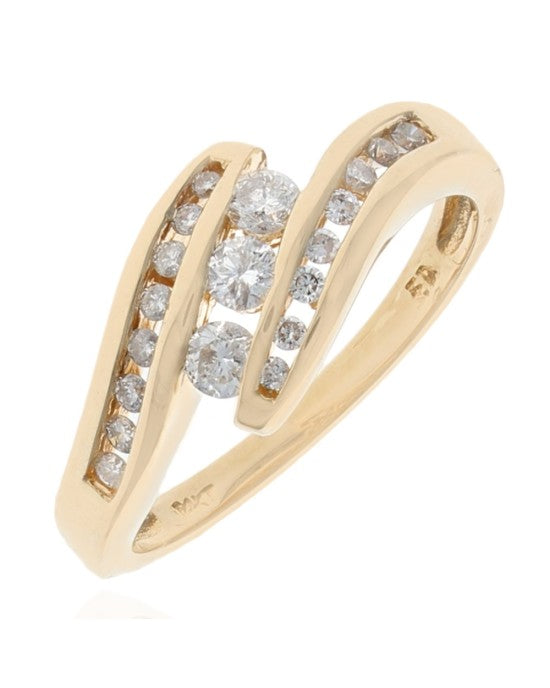Diamond Bypass Ring in Yellow Gold
