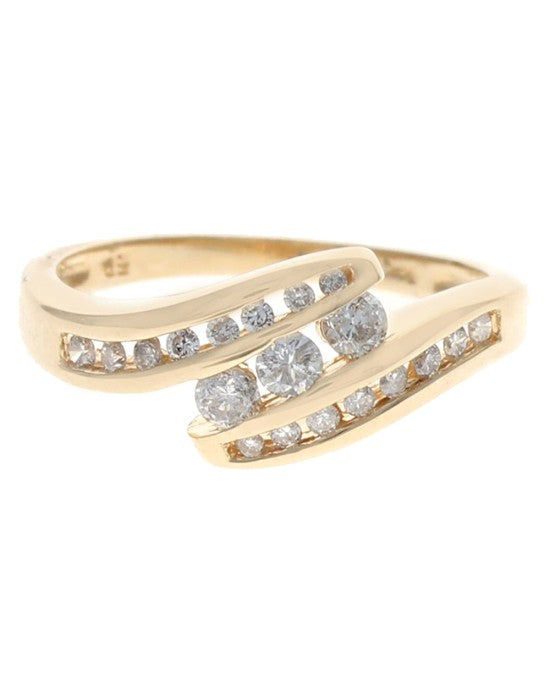 Diamond Bypass Ring in Yellow Gold