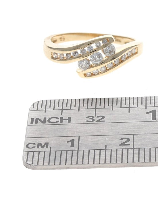 Diamond Bypass Ring in Yellow Gold
