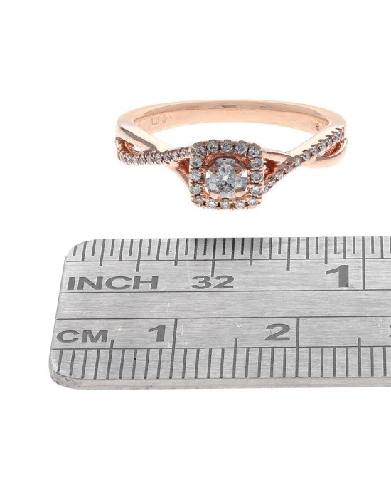 Diamond Halo Crossover Shank Engagement Ring