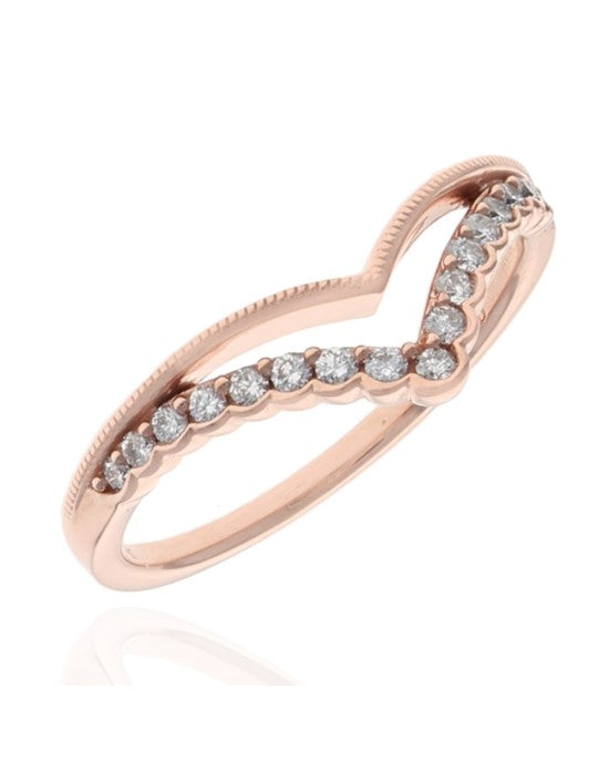 Rose Gold Milgrain Chevron Wedding Band