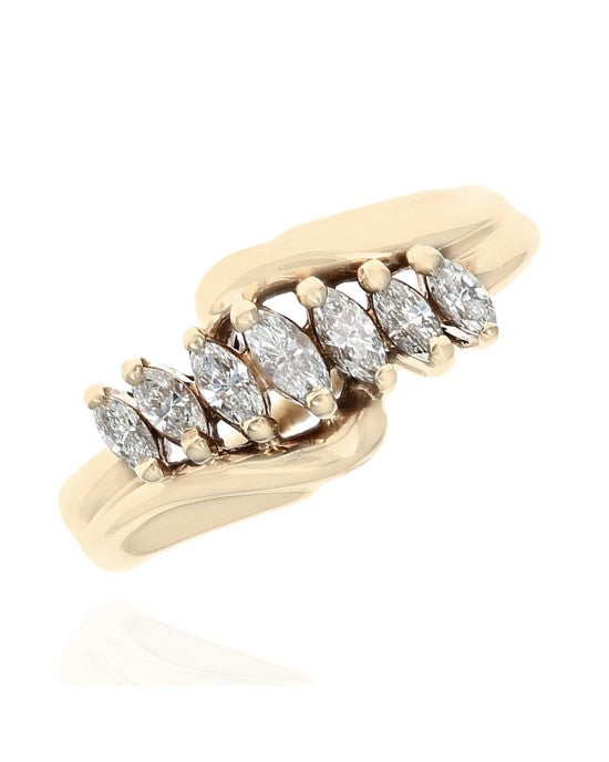 Marquise Diamond Bypass Ring in Yellow Gold