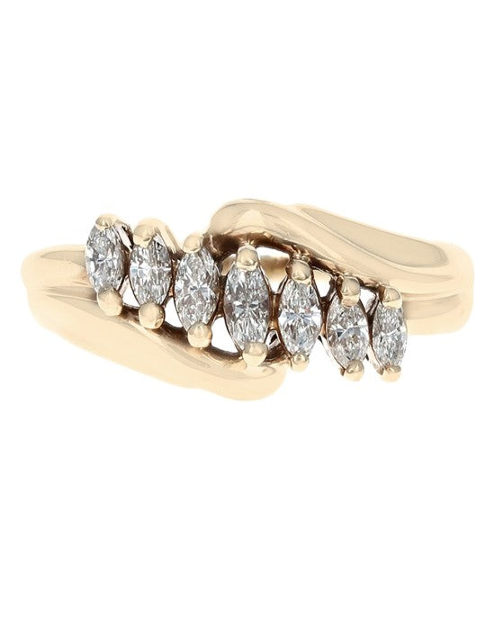 Marquise Diamond Bypass Ring in Yellow Gold