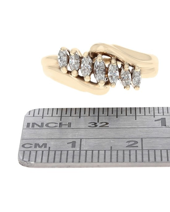 Marquise Diamond Bypass Ring in Yellow Gold