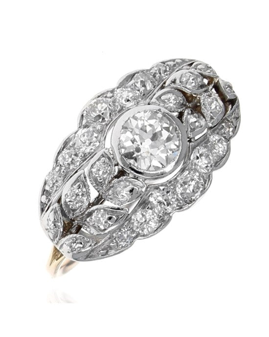 European Diamond Scalloped Edge Ring