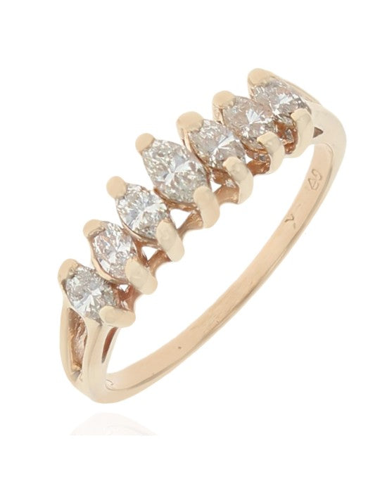 7-Stone Diamond Tapered Ring in Yellow Gold