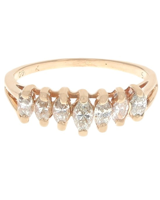 7-Stone Diamond Tapered Ring in Yellow Gold