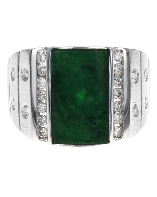 Gentleman's Jadeite Panel and Diamond Ring