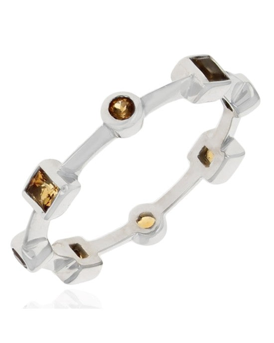 Alternating Round and Square Citrine Stack Ring
