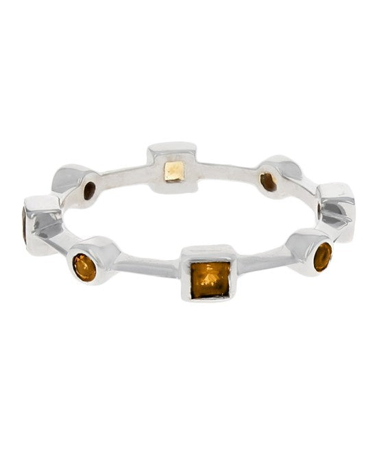 Alternating Round and Square Citrine Stack Ring