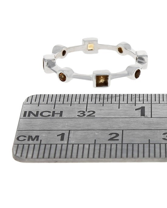 Alternating Round and Square Citrine Stack Ring