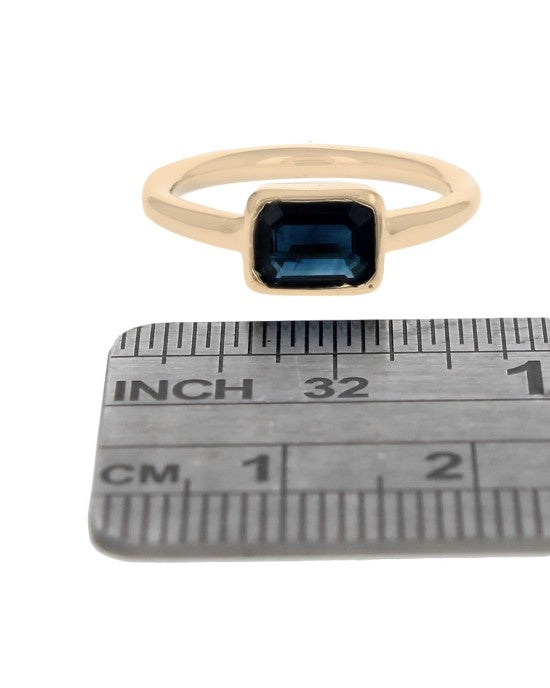 Horizontal Set Sapphire Solitaire Ring