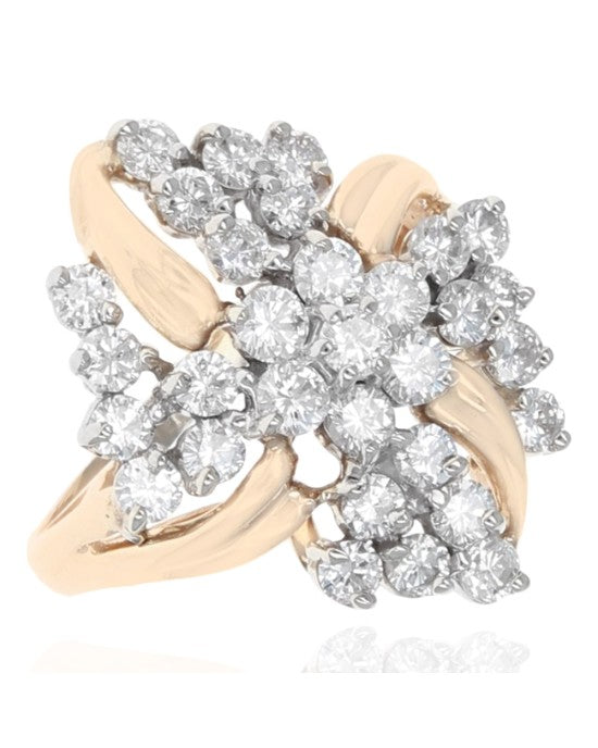 Diamond Cluster Fluted Ring