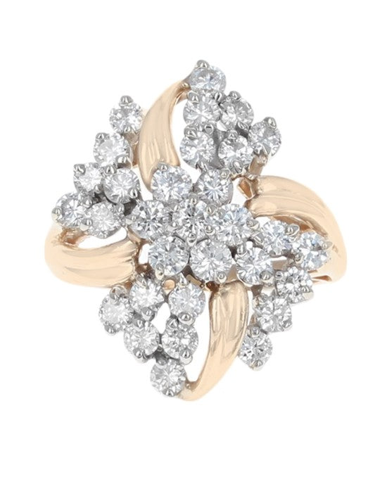 Diamond Cluster Fluted Ring