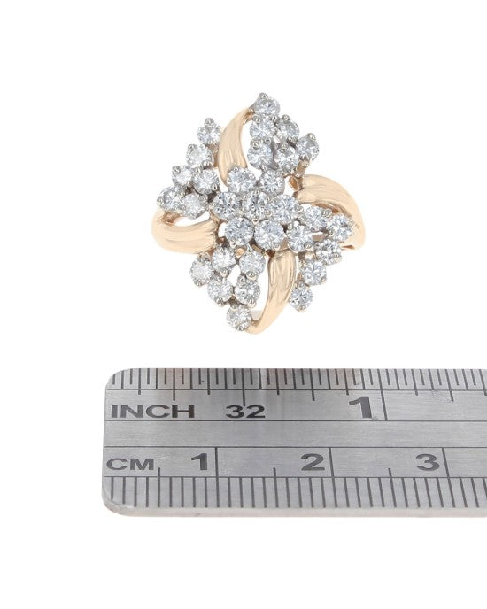 Diamond Cluster Fluted Ring