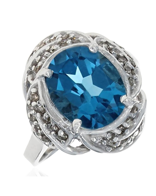 Swiss Blue Topaz and Diamond Ring