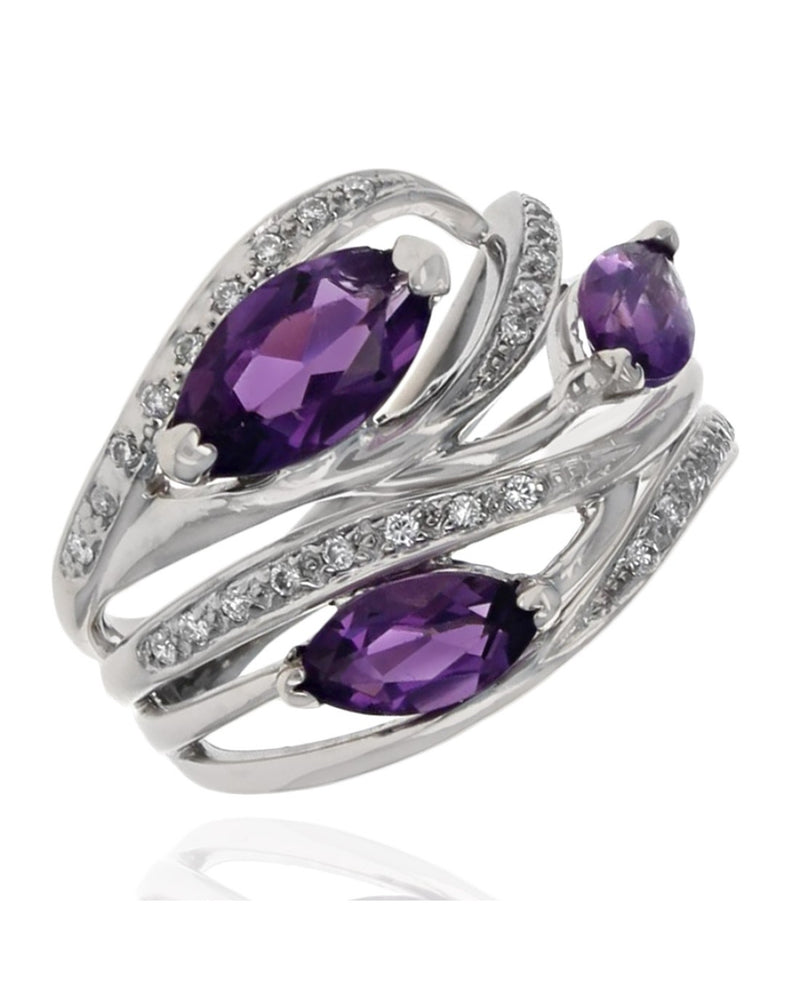 Amethyst and Diamond Open Fashion Ring