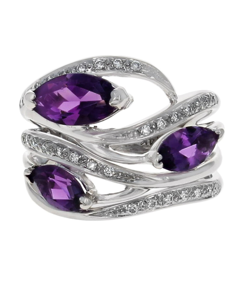Amethyst and Diamond Open Fashion Ring