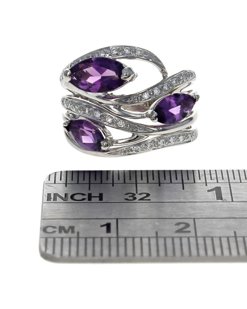 Amethyst and Diamond Open Fashion Ring