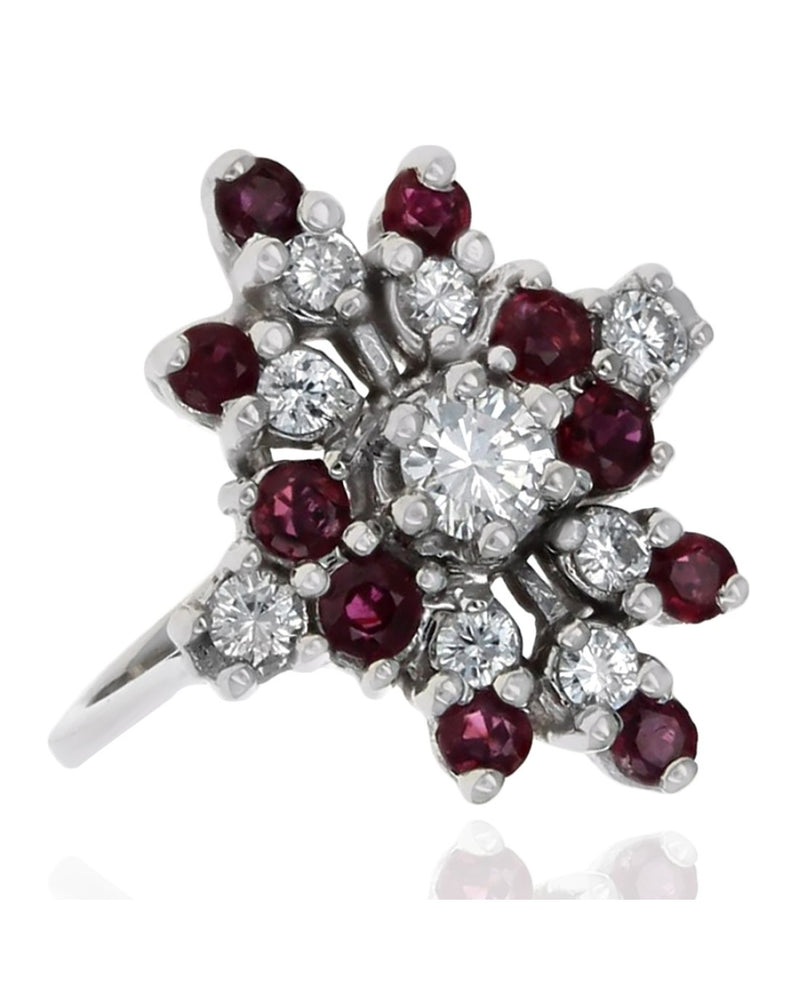 Diamond and Ruby Cluster Ring