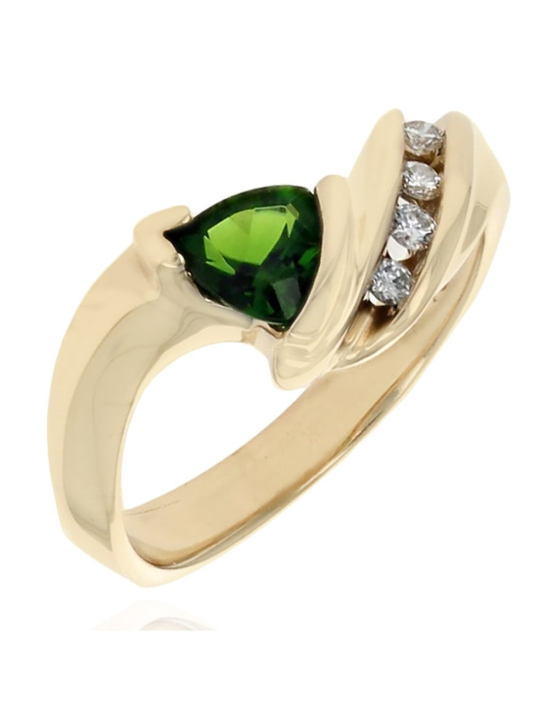 Chrome Diopside and Diamond Ring in Gold