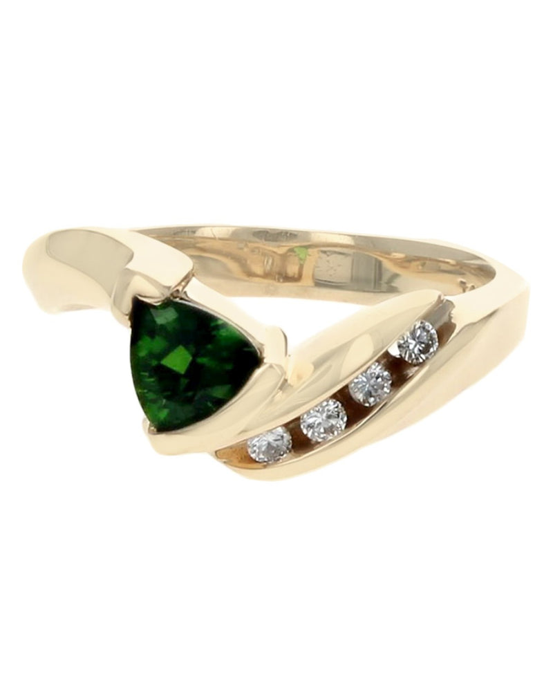 Chrome Diopside and Diamond Ring in Gold
