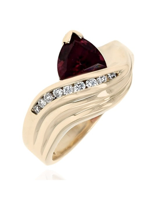 Trillion Garnet and Diamond Ring