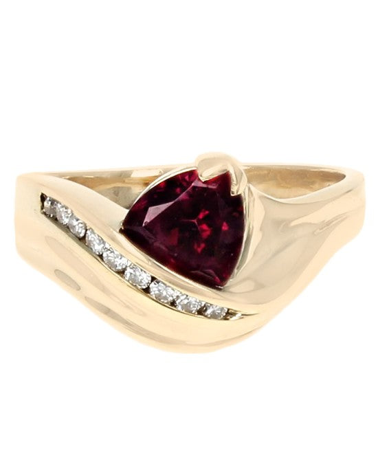 Trillion Garnet and Diamond Ring