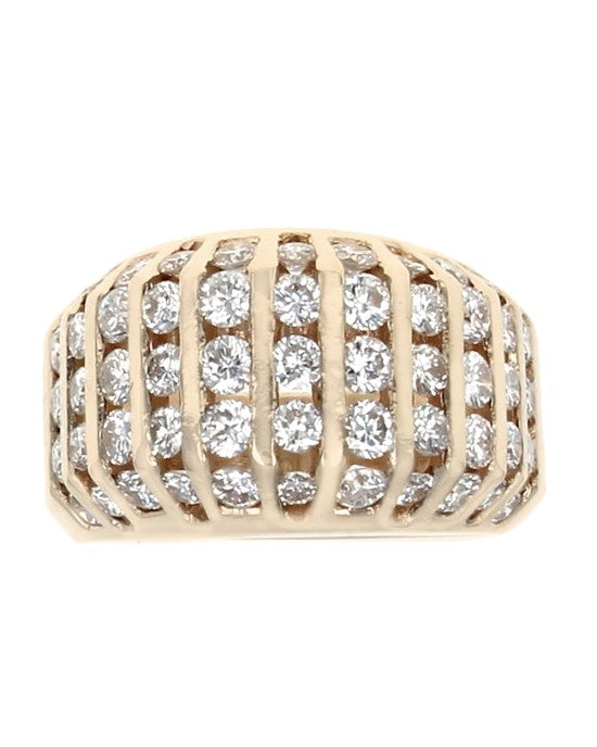 11 Row 3 Sided Diamond Dome Ring