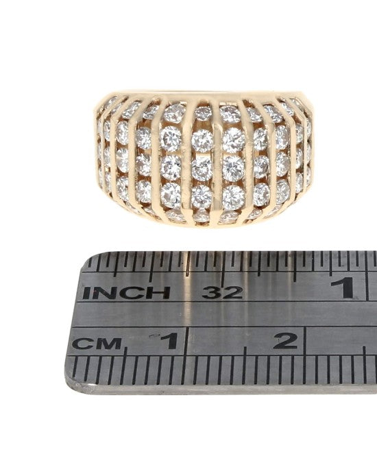 11 Row 3 Sided Diamond Dome Ring