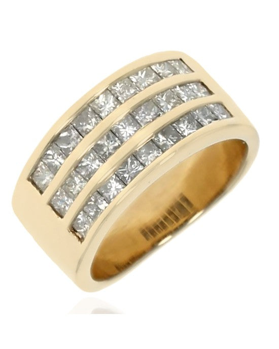 3 Row Princess Diamond Band