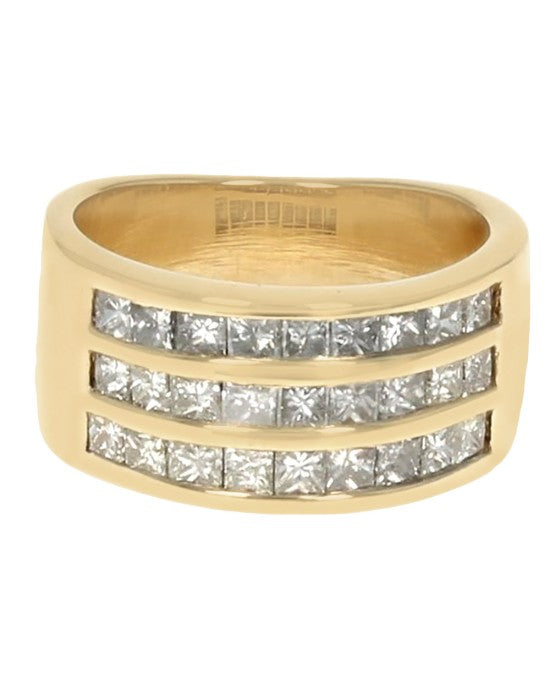 3 Row Princess Diamond Band