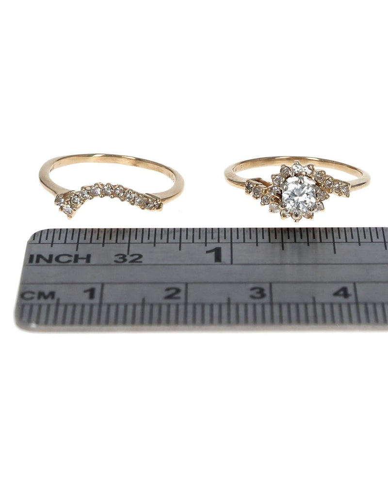 Diamond Bypass Wedding Set in White and Yellow Gold