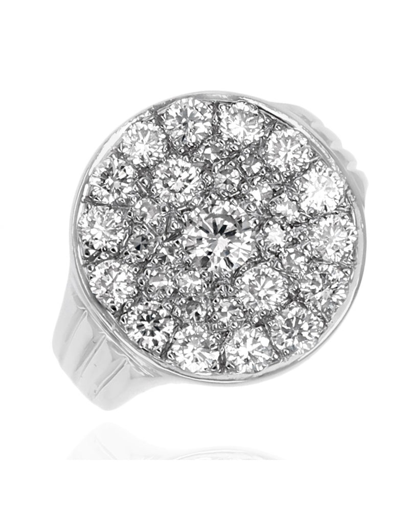 Gentlemans Round Top Diamond Cluster Ring