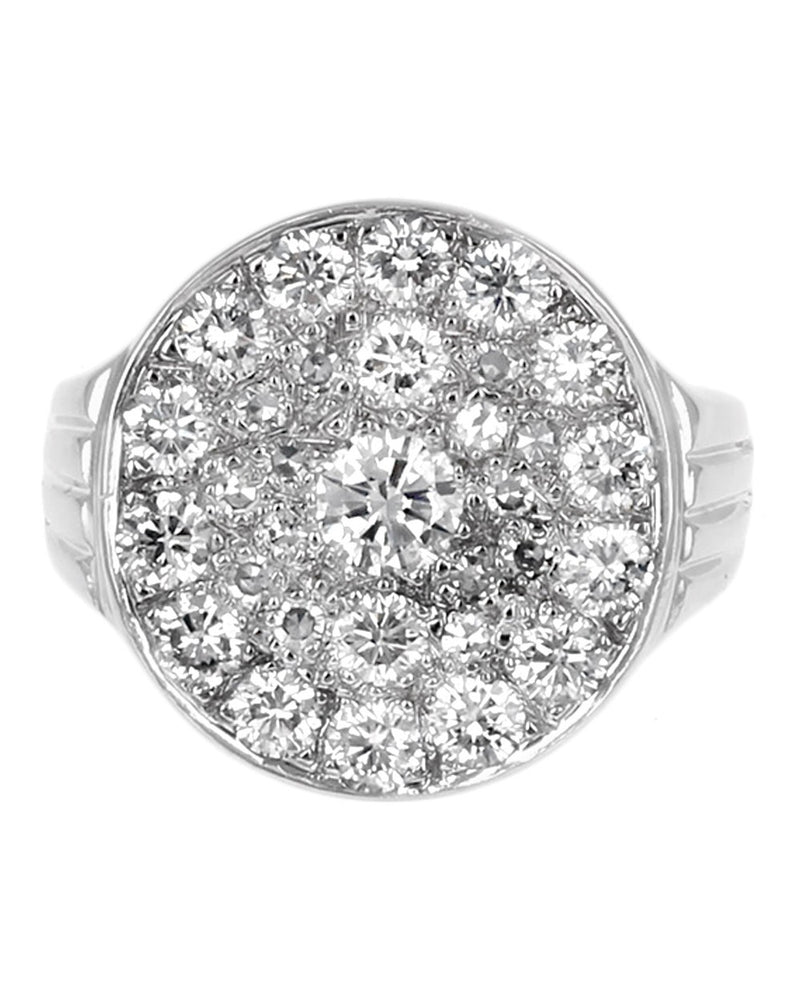 Gentlemans Round Top Diamond Cluster Ring