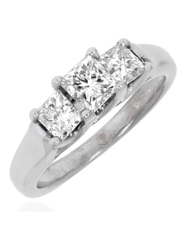 3 Stone Princess Diamond Ring