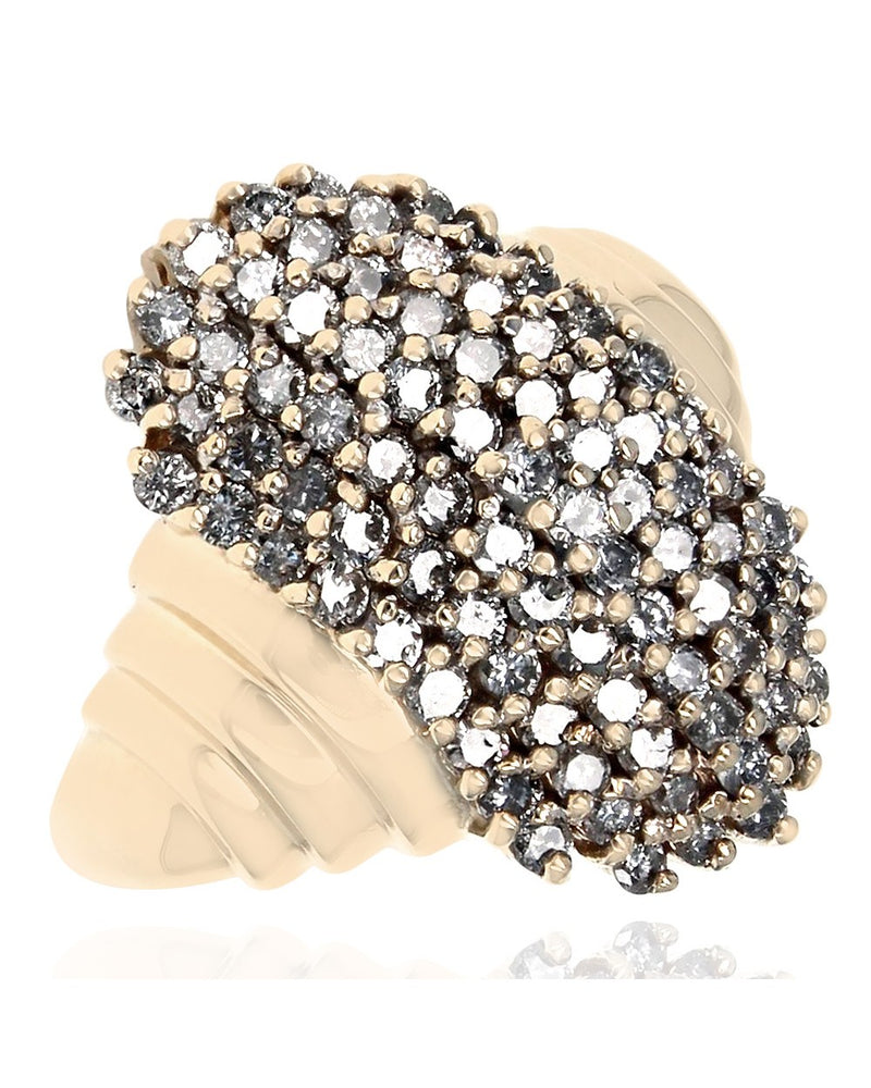 7-Row Diamond Cluster Ring in Yellow Gold