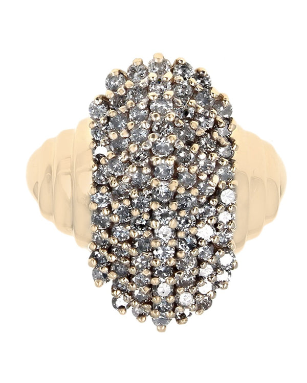 7-Row Diamond Cluster Ring in Yellow Gold