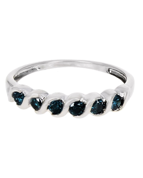 Irradiated Blue Diamond Ring in White Gold