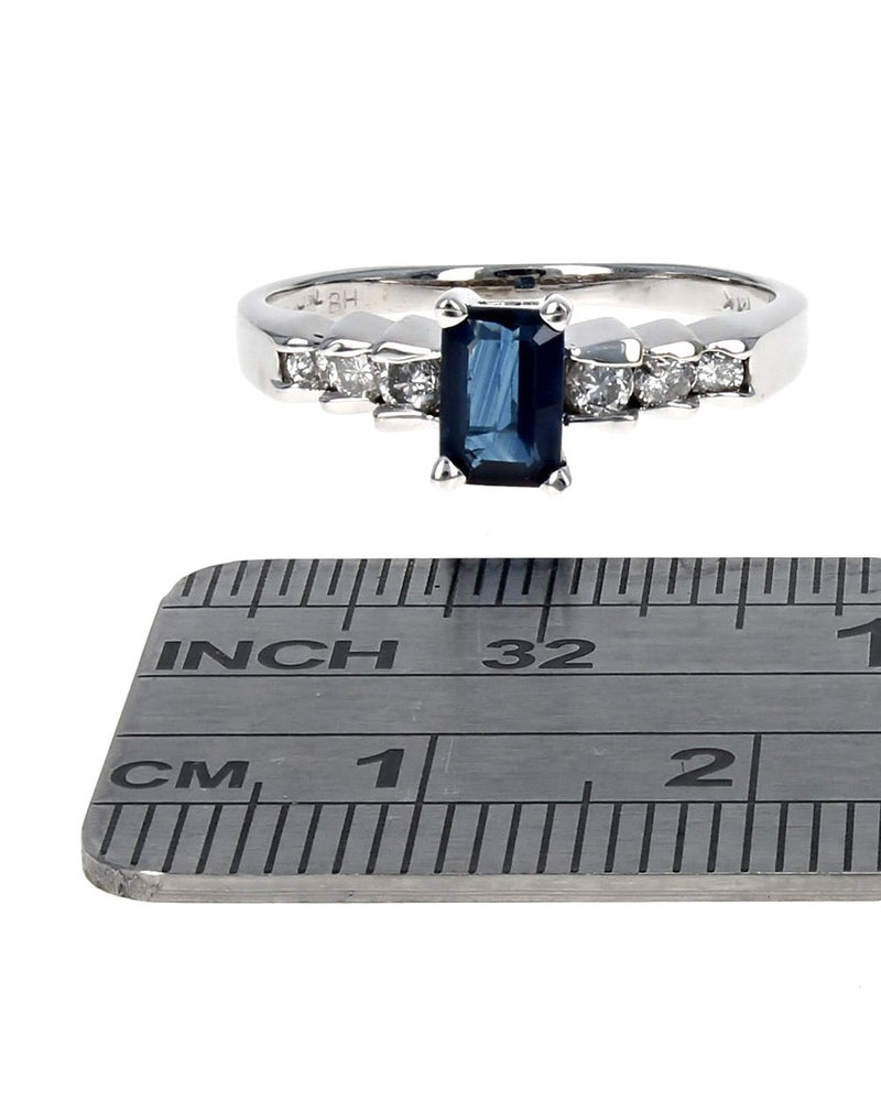 Sapphire and Diamond Step Side Ring