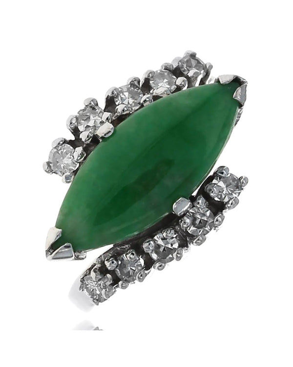 Jadeite and Diamond Bypass Ring