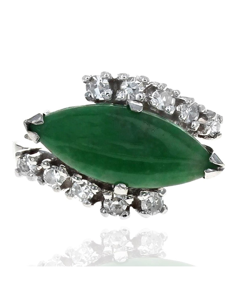 Jadeite and Diamond Bypass Ring