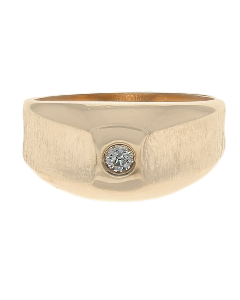 Gentlemen's Diamond Solitaire Tapered Ring in Yellow Gold