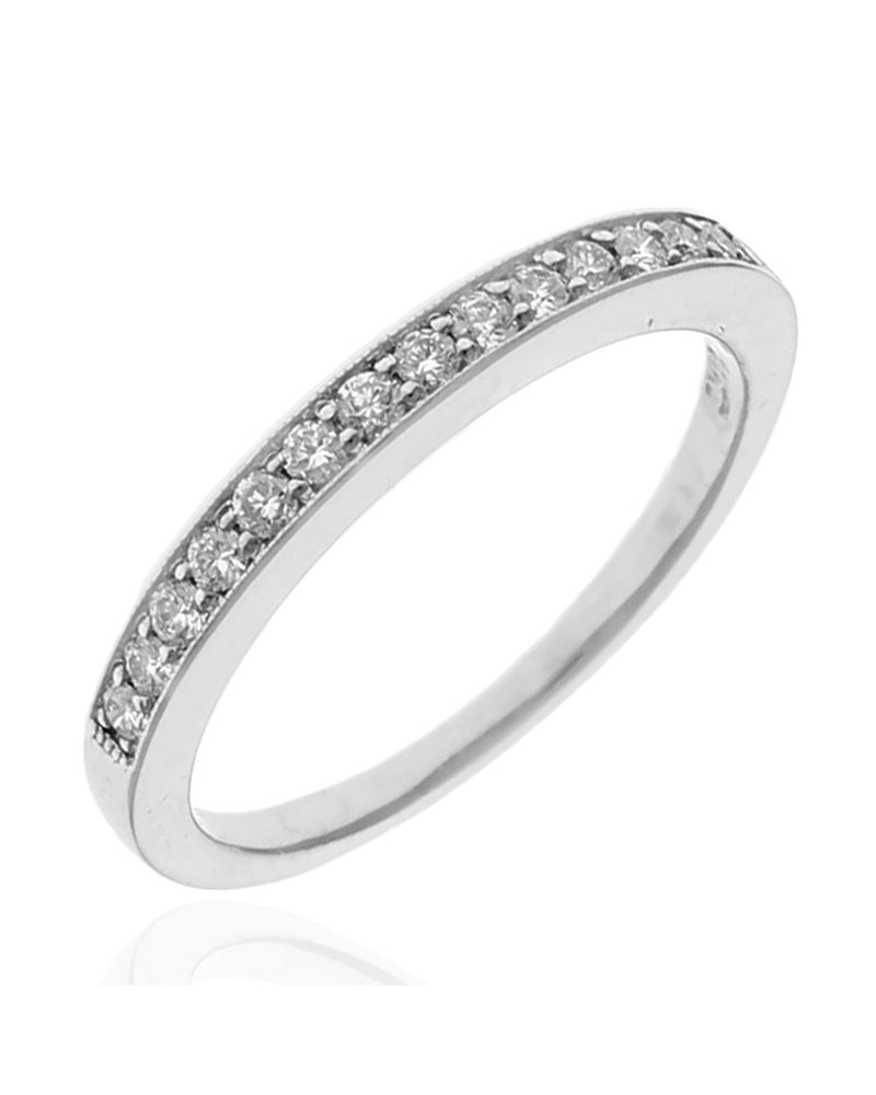 Diamond Milgrain Accent Tapered Band in White Gold