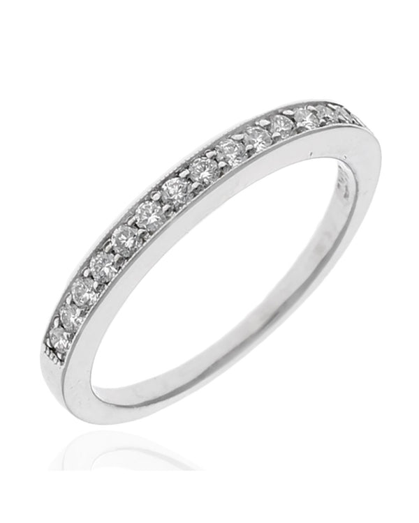 Diamond Milgrain Accent Tapered Band in White Gold