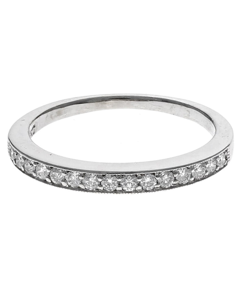 Diamond Milgrain Accent Tapered Band in White Gold