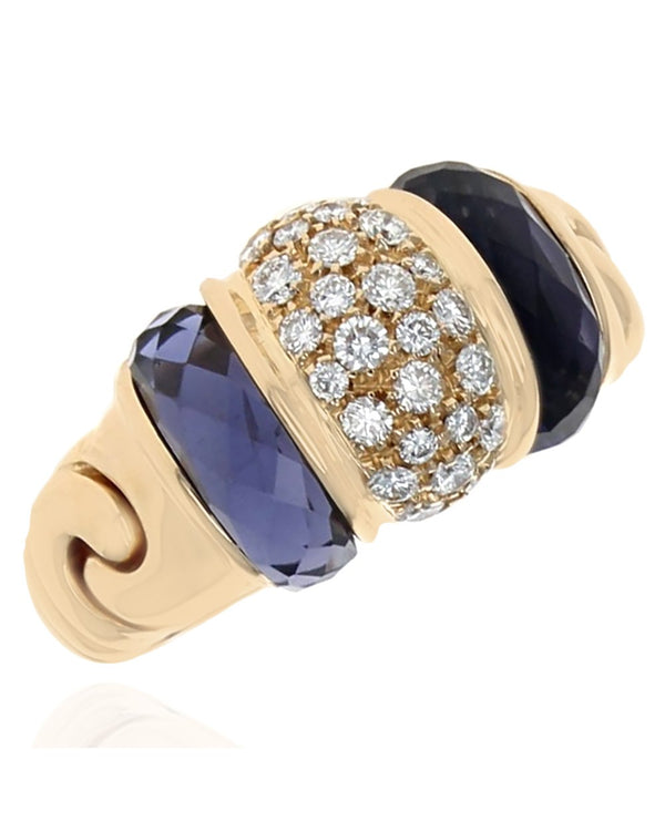 Bvlgari Iolite Slice and Diamond Pave Ring